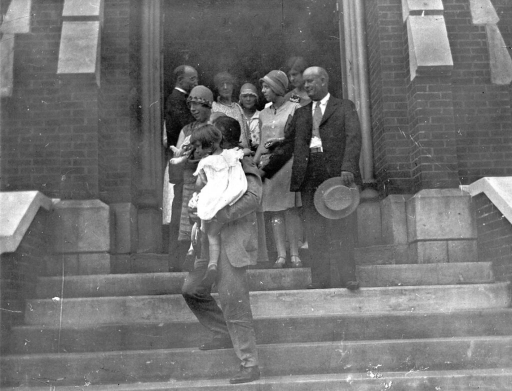 Rev. Norman H. Flickinger and contractor J. L. Patterson