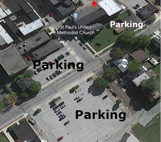 Church parking locations off Monroe Street